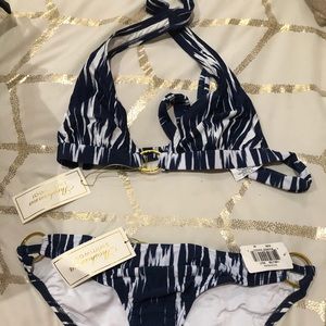 Shoshanna two piece navy and white bathing suit